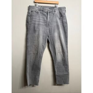 Vintage Gap Gray Denim Frayed Hem Slim Sky High Ankle Jeans Light Wash Size 18